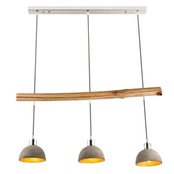 etc-shop LED Pendelleuchte, Leuchtmittel inklusive, Warmweiß, Holz Decken Hänge Lampe gold Wohn Ess Zimmer Leuchte betonfarben im