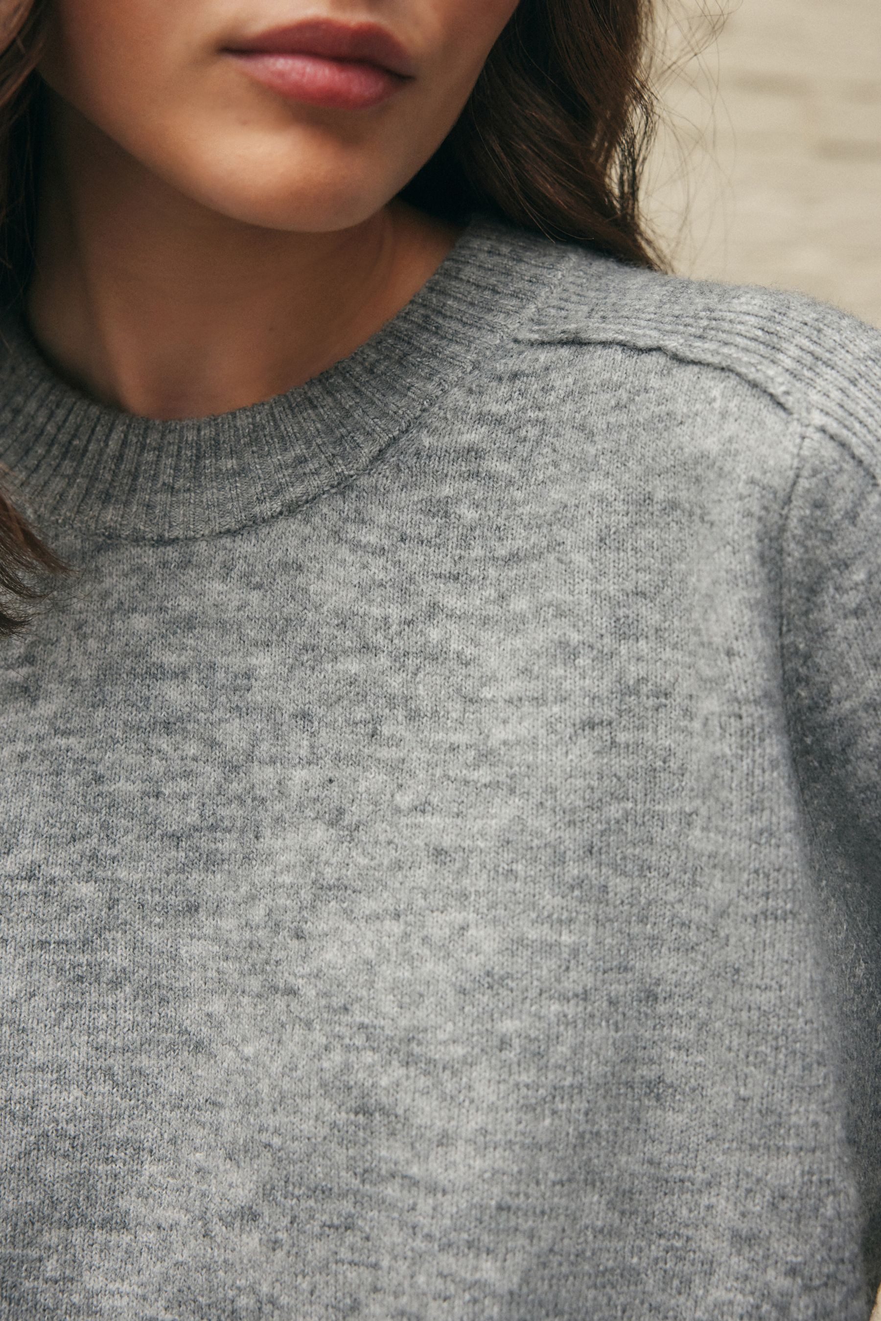 Next Rundhalspullover Gemusterter Strickpullover, Kurzgröße (1-tlg)