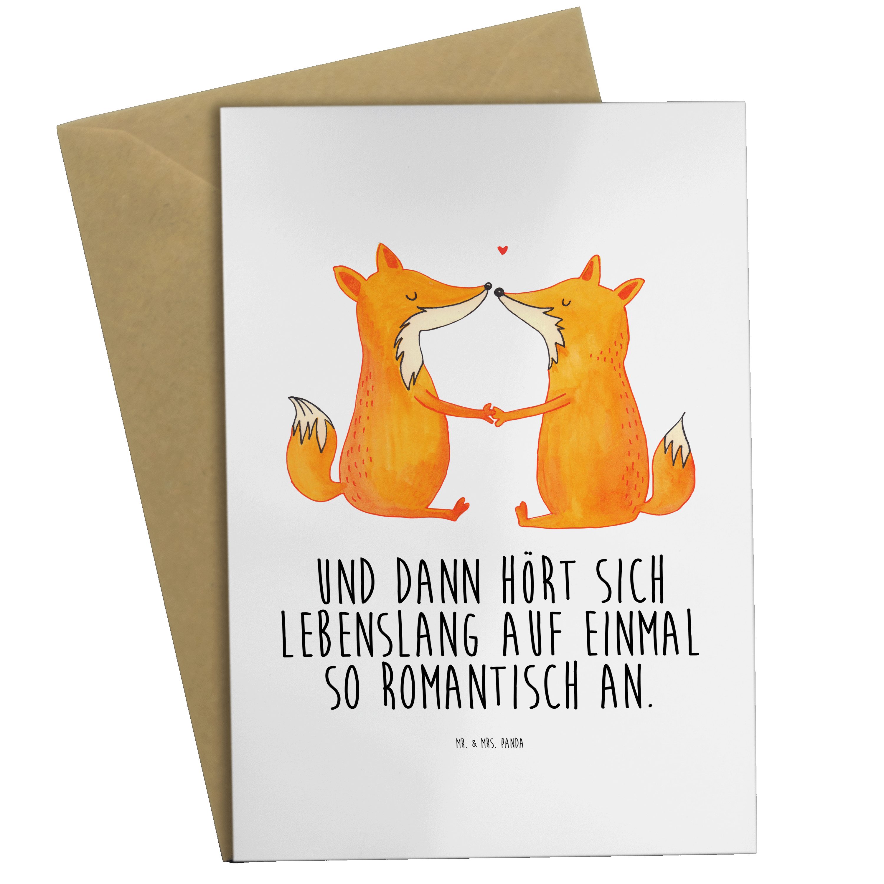 Mr. & Mrs. Panda Grußkarte Füchse Liebe - Weiß - Geschenk, Karte, Fuchs, Partner, Geburtstagskar