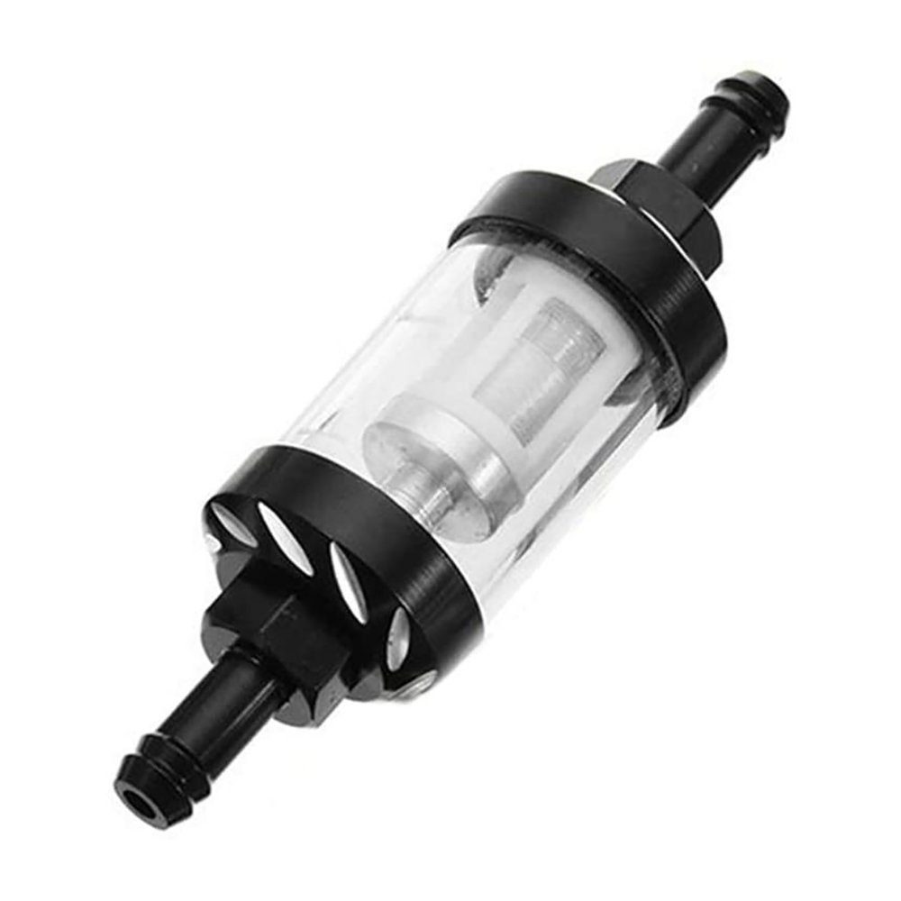 TUABUR Kraftstoff-Filterkopf 8mm transparenter Glas Benzinfilter, transparenter Ölbecher, abnehmbar schwarz