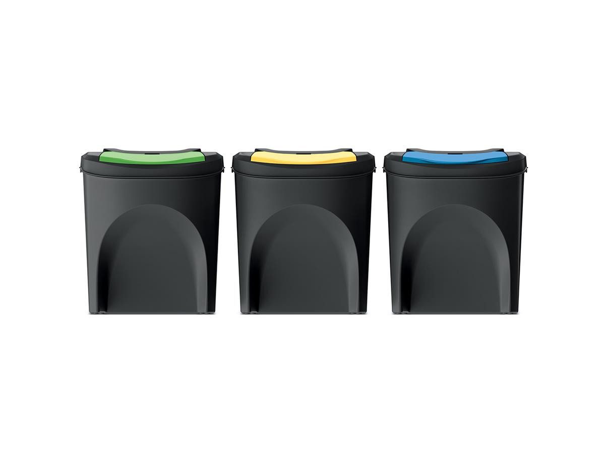 Keden Mülleimer 3x25L IKWB25S3, mit Deckel, stapelbar