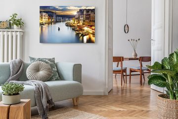 Sinus Art Leinwandbild 120x80cm Wandbild auf Leinwand Abendrot Venedig Italien Fluss Gondel N, (1 St)