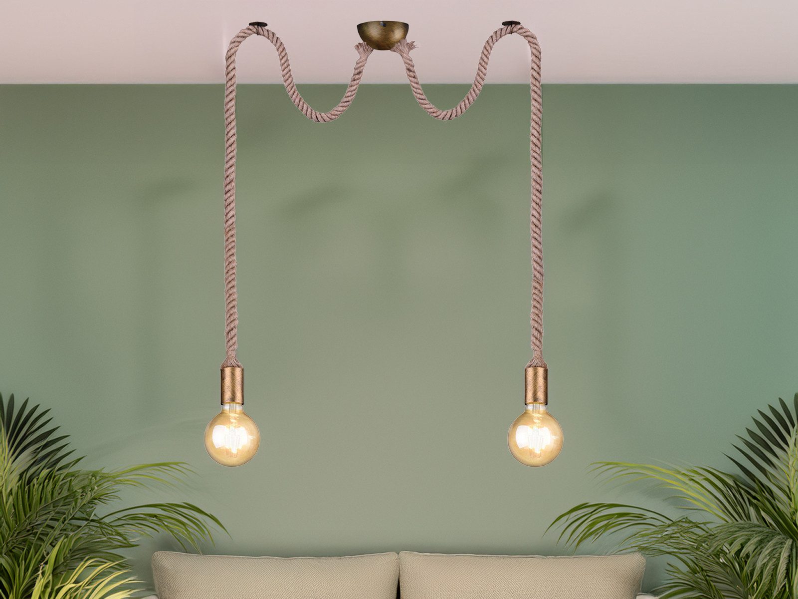 TRIO Leuchten LED Pendelleuchte, Dimmfunktion, LED wechselbar, warmweiß, Affenschaukel Seil-lampe hängend über Esstisch & Couchtisch, H 150cm