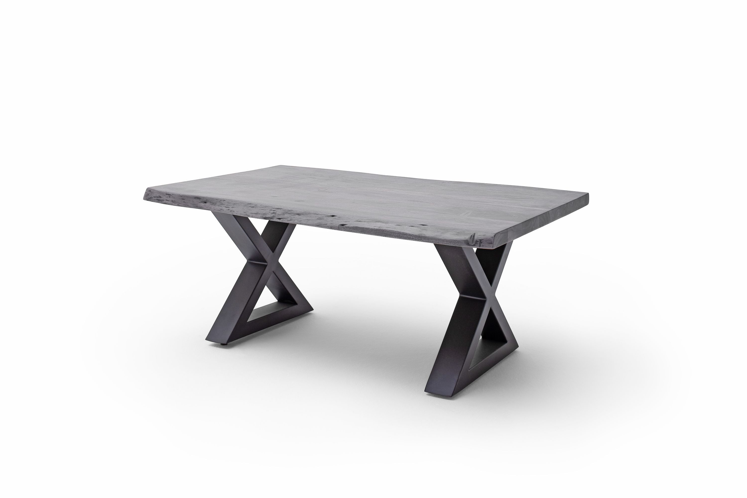 Robas Lund Couchtisch, Couchtisch Akazie Grau m. X-Gestell anthrazit lackiert 110x45x70 cm