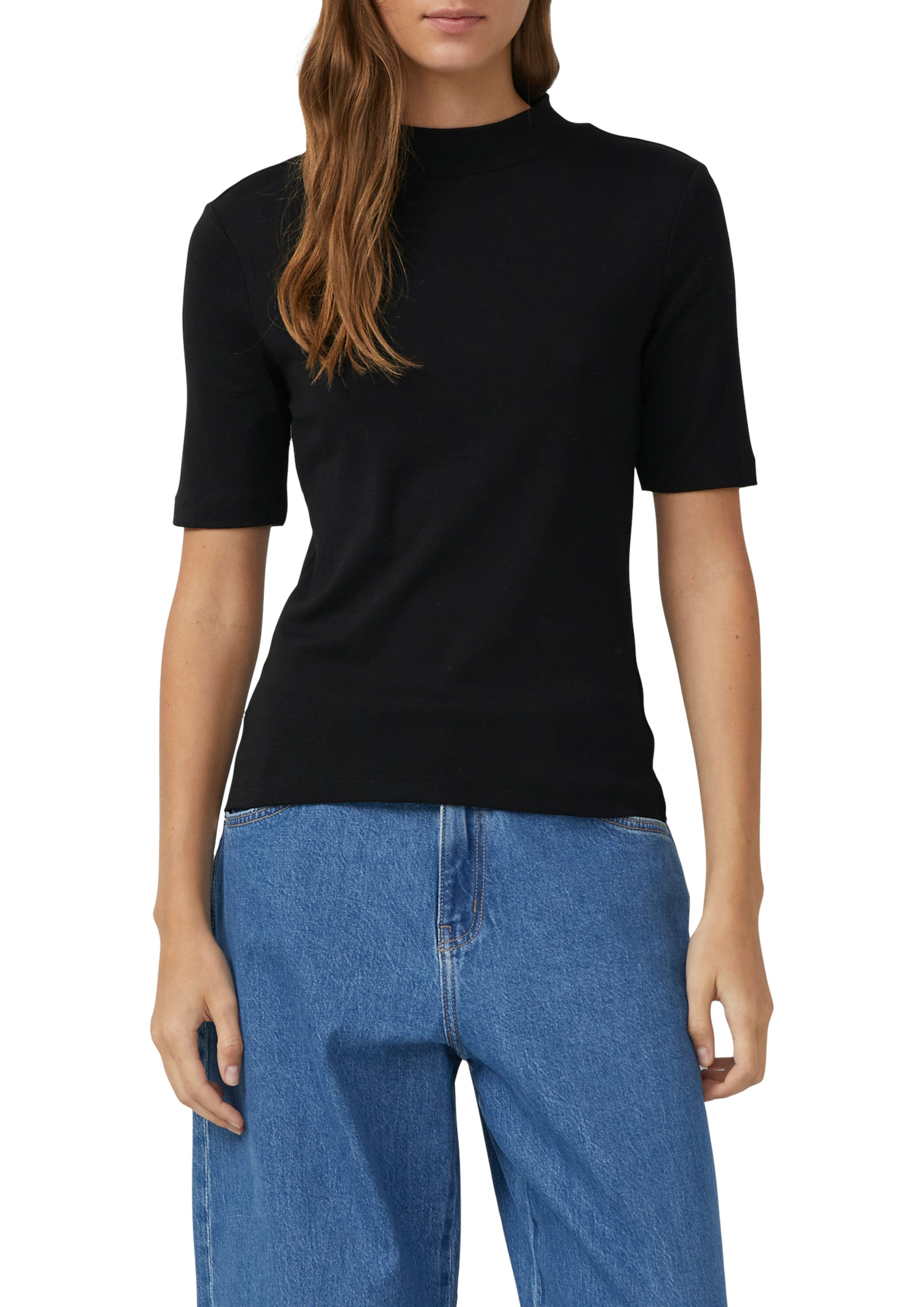 s.Oliver T-Shirt Sommershirt mit Stehkragen und in Ripp-Optik günstig online kaufen