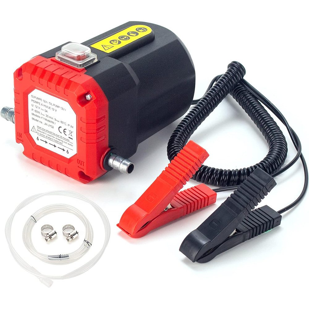 AFKSMILE Ölabsaugpumpe 12V 60W Dieselpumpe Ölpumpe, Kraftstofftransferpumpe Mit Schläuchen, Elektrisch Ölabsaugpumpe, Kraftstoffpumpe für Auto Motorrad KFZ