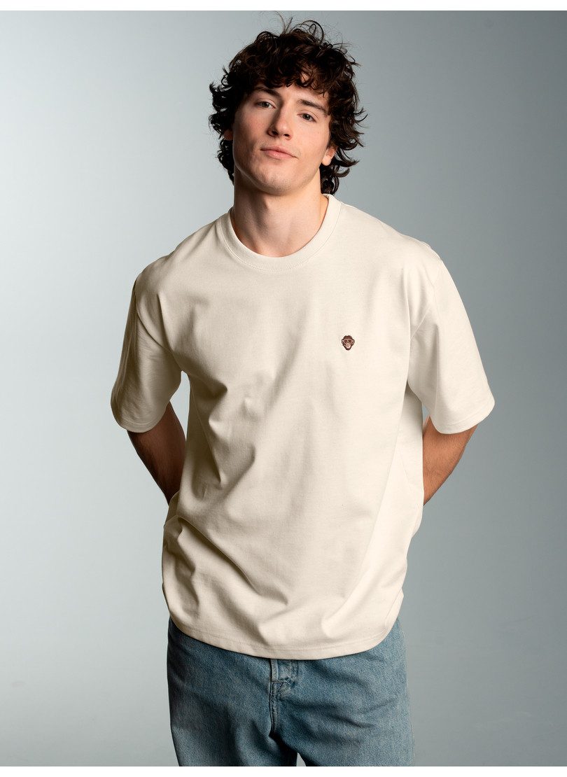 Trigema T-Shirt TRIGEMA Heavy Oversized T-Shirt mit Affe Charly-Stickmotiv (1-tlg)