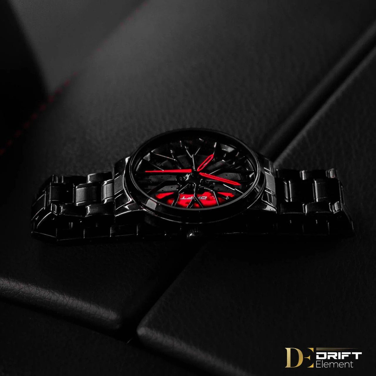 DRIFTELEMENT Quarzuhr MOTORSPORT FELGENUHR, Dreidimensionales Felgendesign - Sportwagen Felgen Armbanduhr