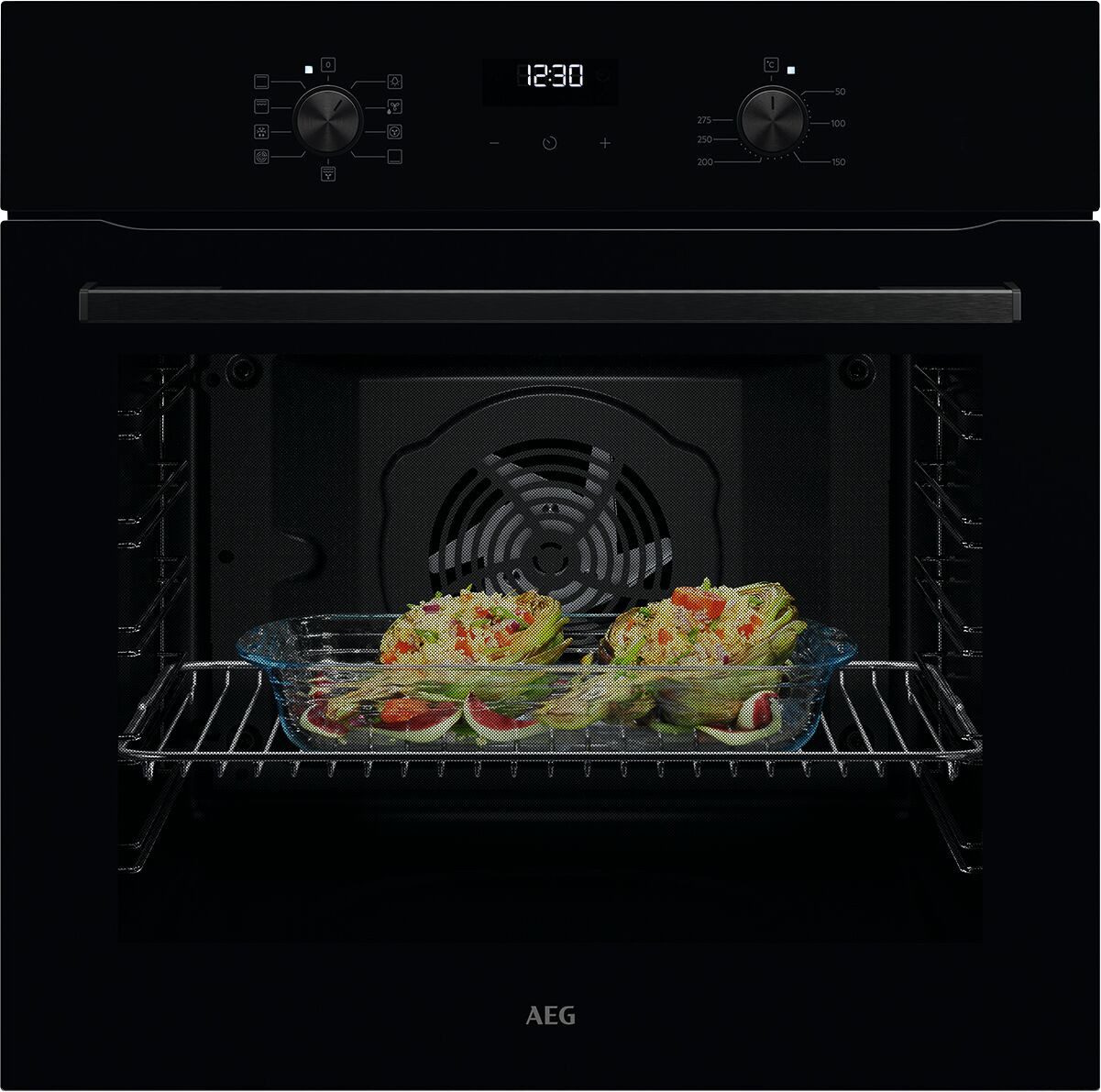 AEG Backofen SurroundCook® Serie 5000 TU5AB20WSK, Aqua-Reinigungsfunktion, Heißluft: Gleichmäßiges Garen auf 3 Ebenen: ideal für Mehrblech‑Backen