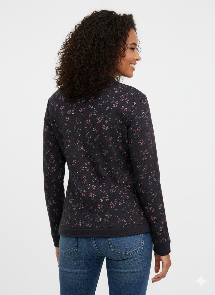 Ragwear Sweatjacke AVALINA FLOWERS O mit Knopfverschluss, aus Baumwolle und Polyester, normale Passform