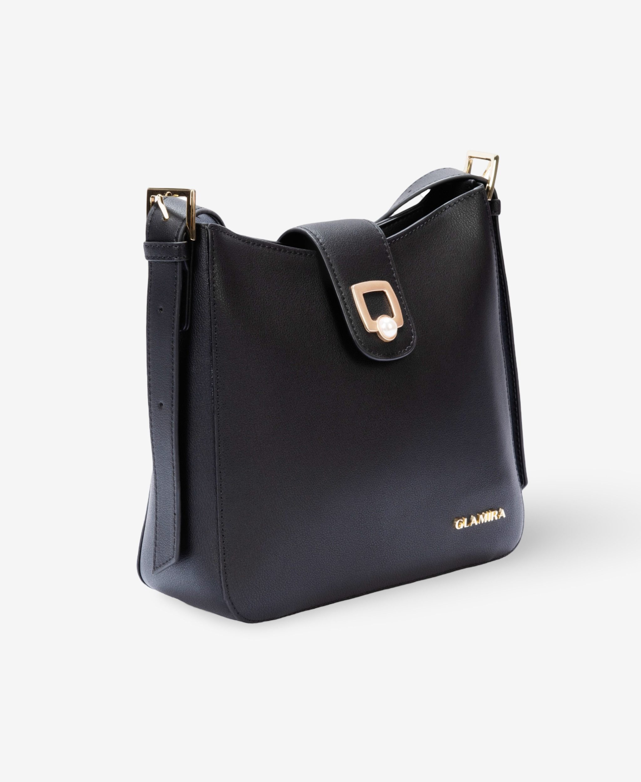 GLAMIRA Handtasche UrbanSphere Schwarze Schultertasche (1-tlg), echt Leder