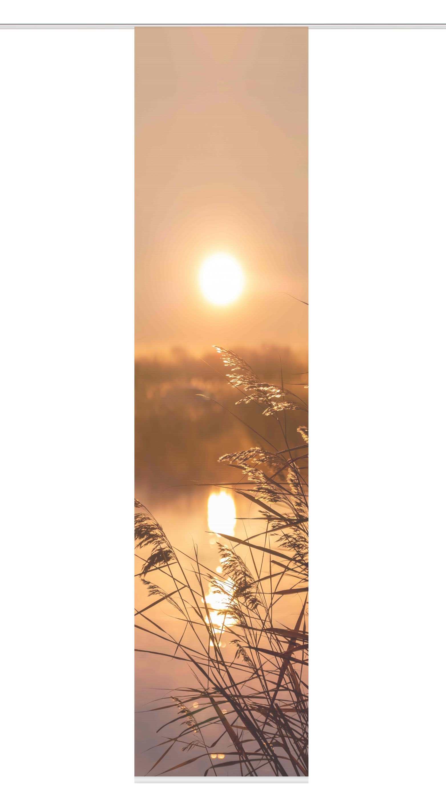 Schiebegardine Schiebegardine PUESTA, halb-transparenter Stoff in Bambus- Optik, digital bedruckt, 260 x 60 cm (h x b), Farbe: Kupfer, Vision S, (1 St ) | Schiebegardinen-Sets