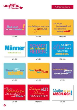 Goldbach-Shop Grußkarten Unartig Postkarten-Sortiment mit Drehständer - 72 Dekore à 10