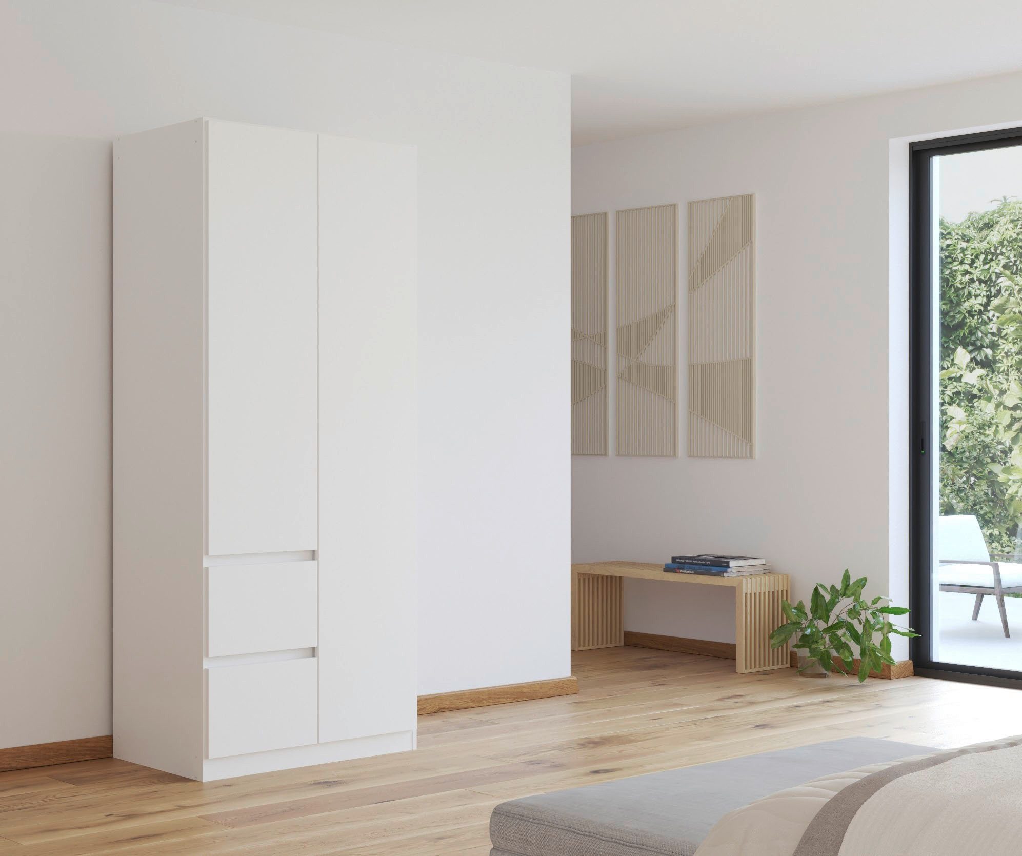 rauch Drehtürenschrank Schrank Garderobe MAINZ Breiten 91/136/181/226/271/315/360, Höhe 210cm (3 verschiedene Ausstattungen BASIC/CLASSIC/PREMIUM (inkl. SOFT-CLOSE) grifflose Front, Außentüren mit Push-to-Open Funktion MADE IN GERMANY