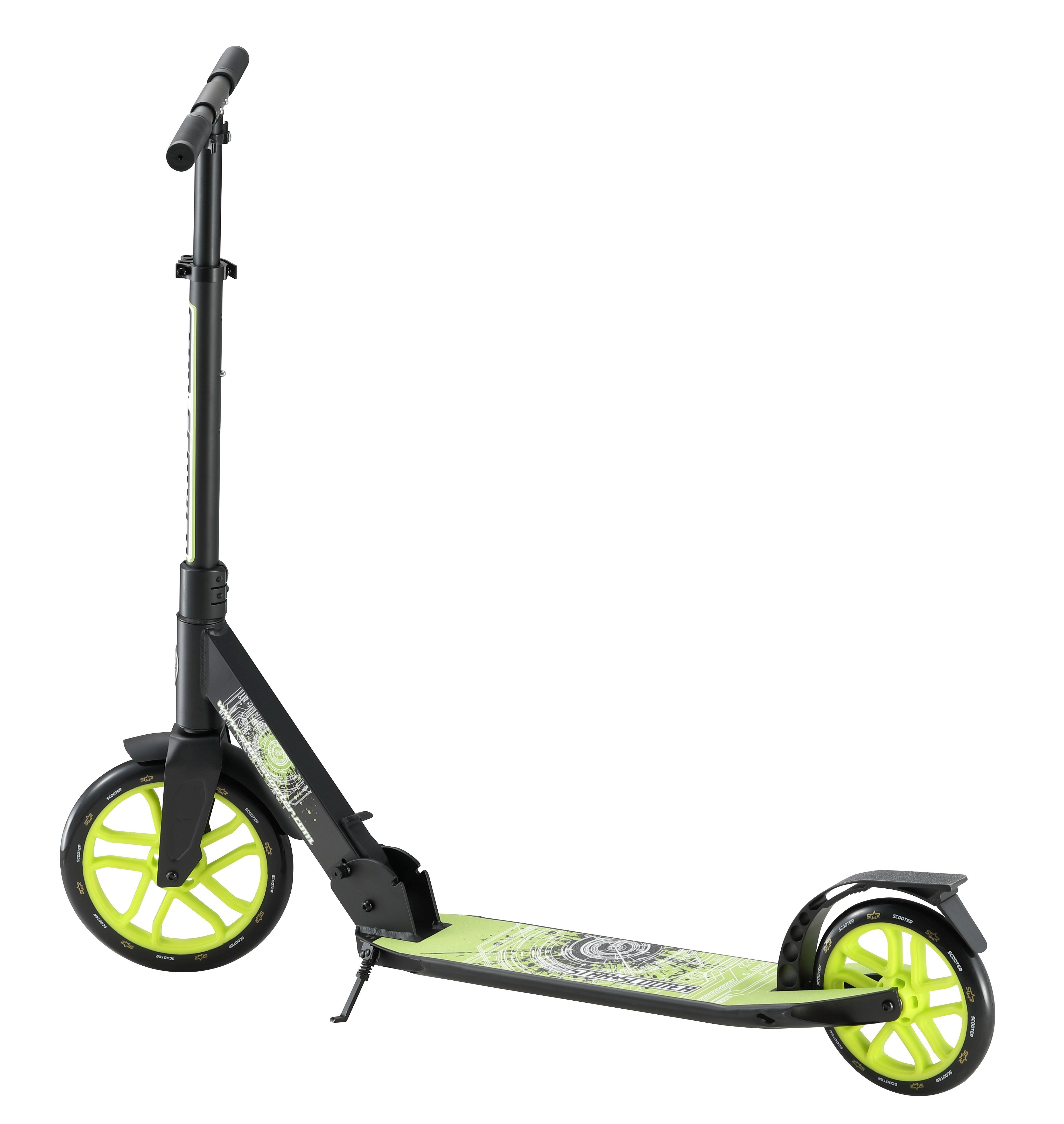 Star-Scooter Cityroller 255 mm, ab 8 Jahre, Kinder City Roller ab 158 cm, Jungen, Mädchen, Klappbar, Höhenverstellbar, Seitenständer, Aluminium