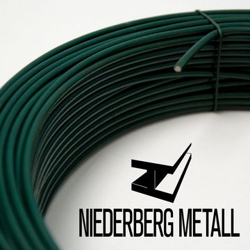 Niederberg Metall Draht 70m Spanndraht 3,8mm Bindedraht Grün Ummantelt, Maschendraht Zaun Metall Draht