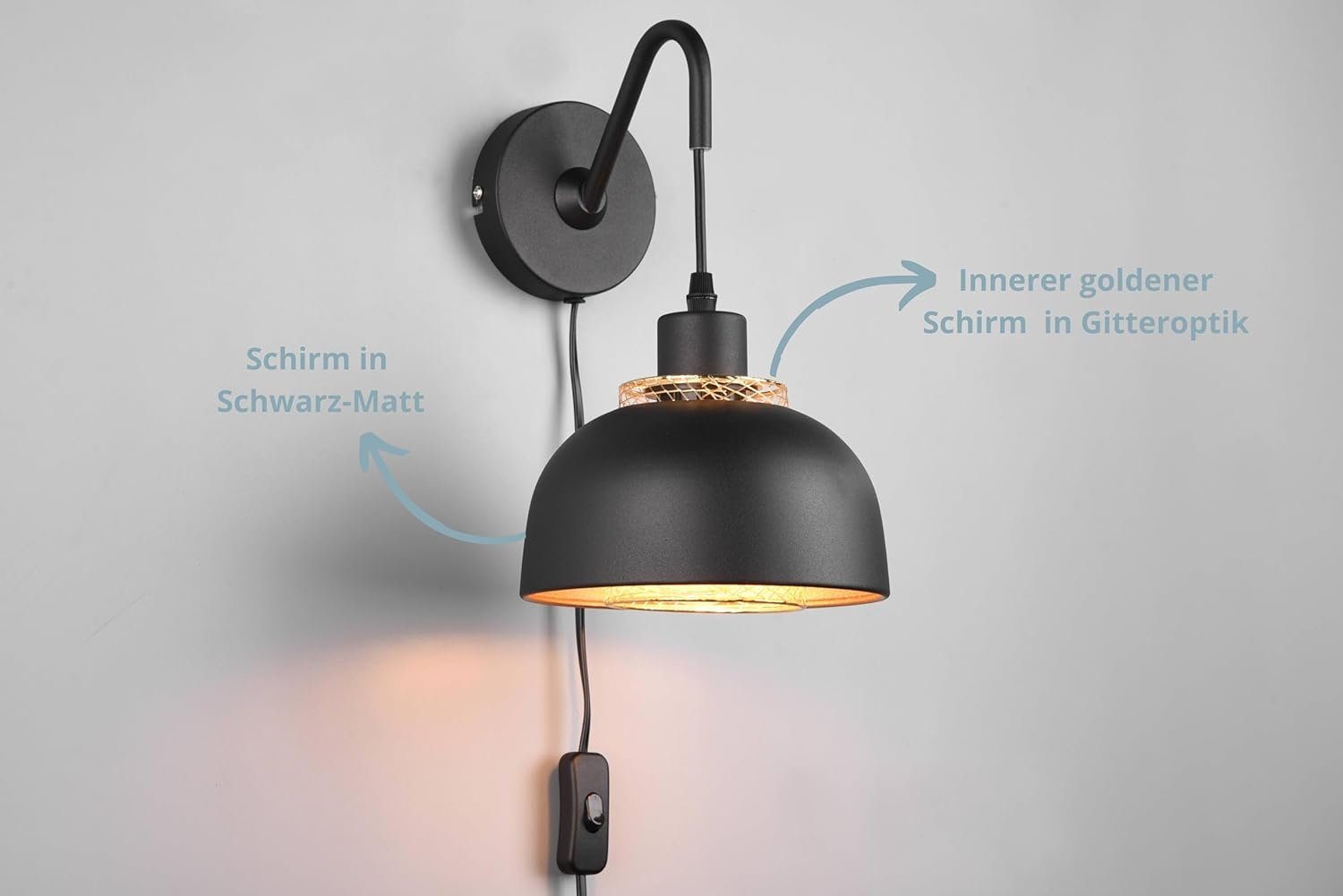 lightling Wandleuchte Pancho, ohne Leuchtmittel, moderne Lampe,FLEXConnect,Innenseite gold