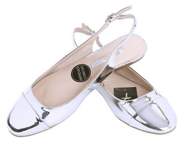 Sarcia.eu Silberfarbene, glänzende Ballerinas leicht weiche Inneneinlage 39 EU Ballerina