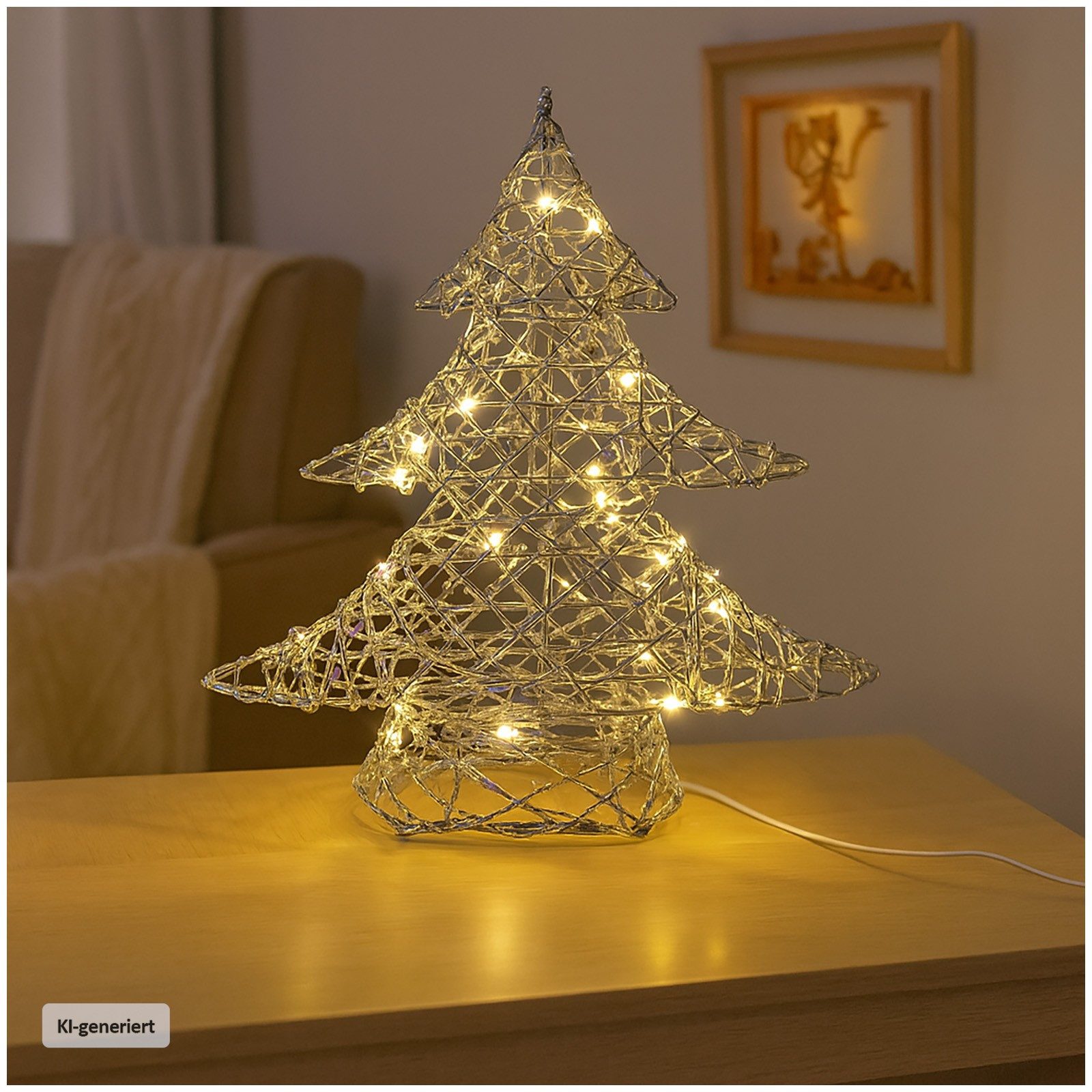 NOOR Dekofigur Winterdekoration LED-Baum mit Perlen (1 LED-Baum ohne Batterien)