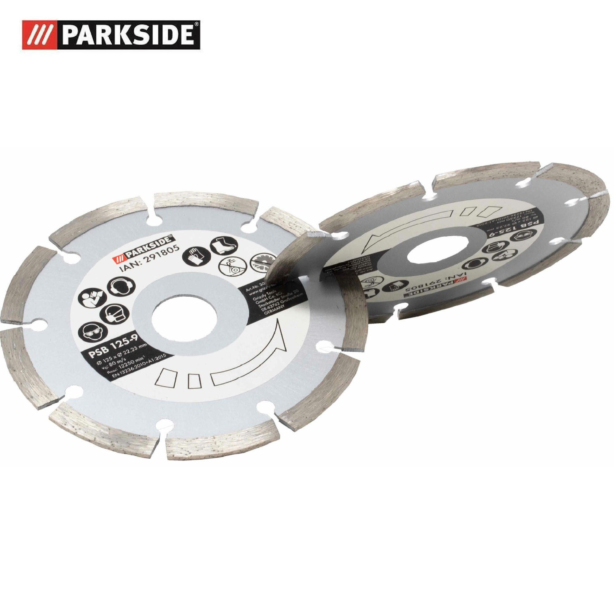 Grizzly Tools Diamanttrennscheibe Mauernutfräse Diamanttrennscheibe 2 Stück für PMF 1350, 1500, Ø 125 mm, (2-tlg), Bohrung 22,23 mm