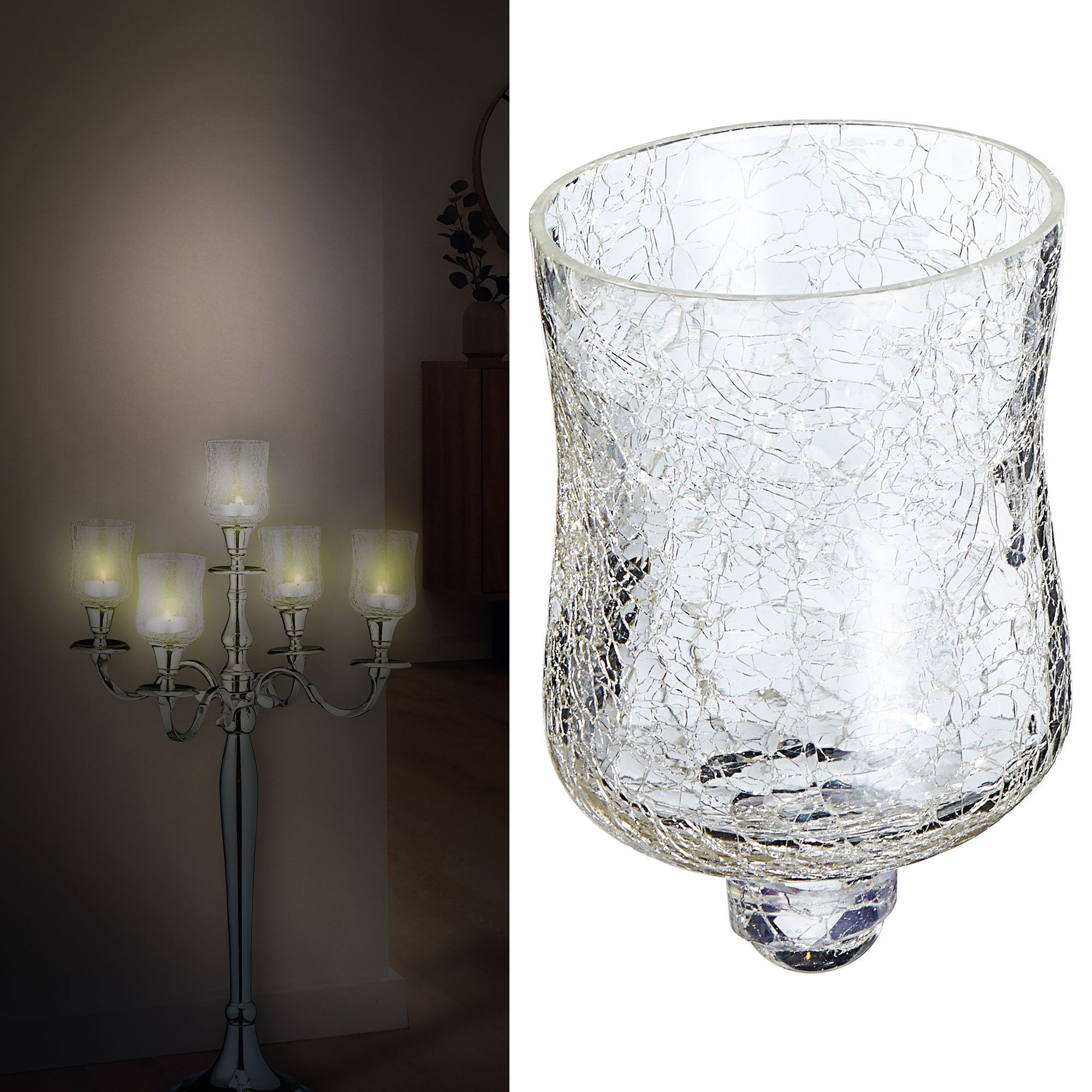 Aktuell beliebt CEPEWA Teelichthalter Design Glasaufsatz für Crackle Kerzenleuchter