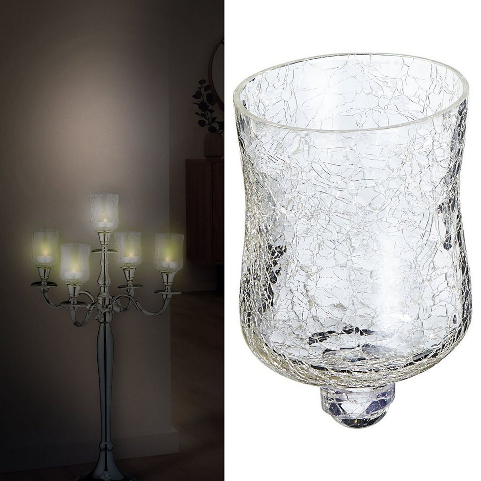Design Teelichthalter Crackle Glasaufsatz CEPEWA Kerzenleuchter für