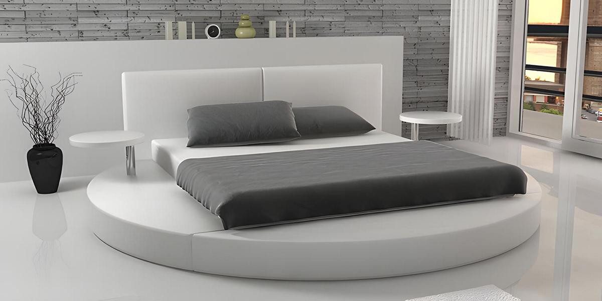 JVmoebel Rundbett Elegantes rundes Doppelbett in Weiß mit hochwertiger Verarbeitung (Bett), Made in Europa