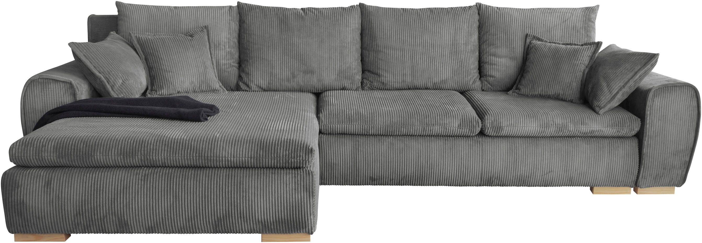 Home affaire Ecksofa Katja L-Form, B: 325 cm - OTTO. Verlässliche Qualität., Bettfunktion, Bettkasten & 4 Zierkissen