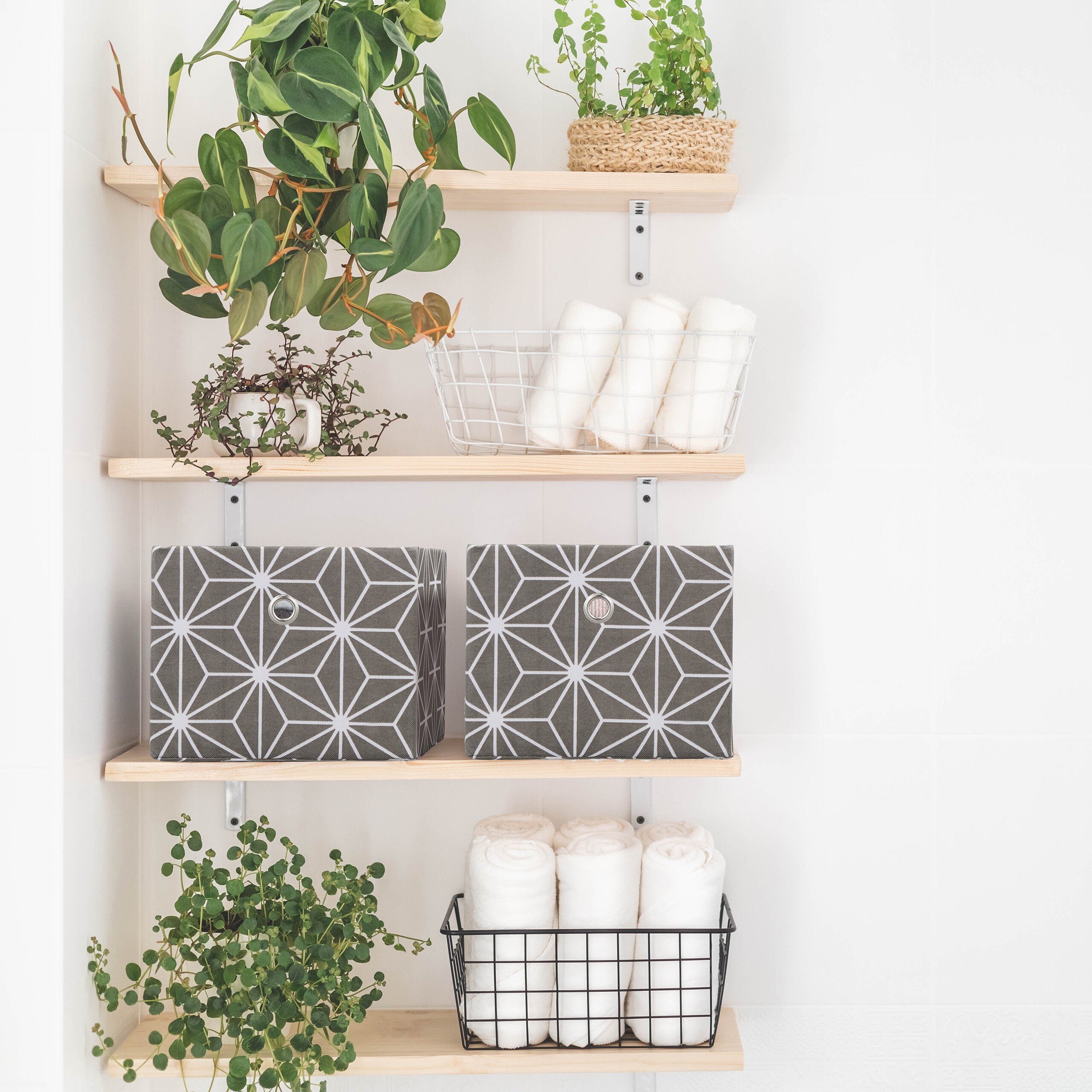 relaxdays Aufbewahrungsbox Graue Aufbewahrungsbox im 2er günstig online kaufen