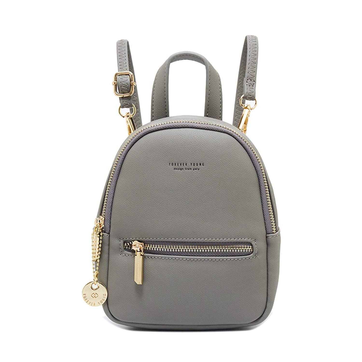 LuxusKollektion Minirucksack Rucksack Damen Klein Grau PU Leder