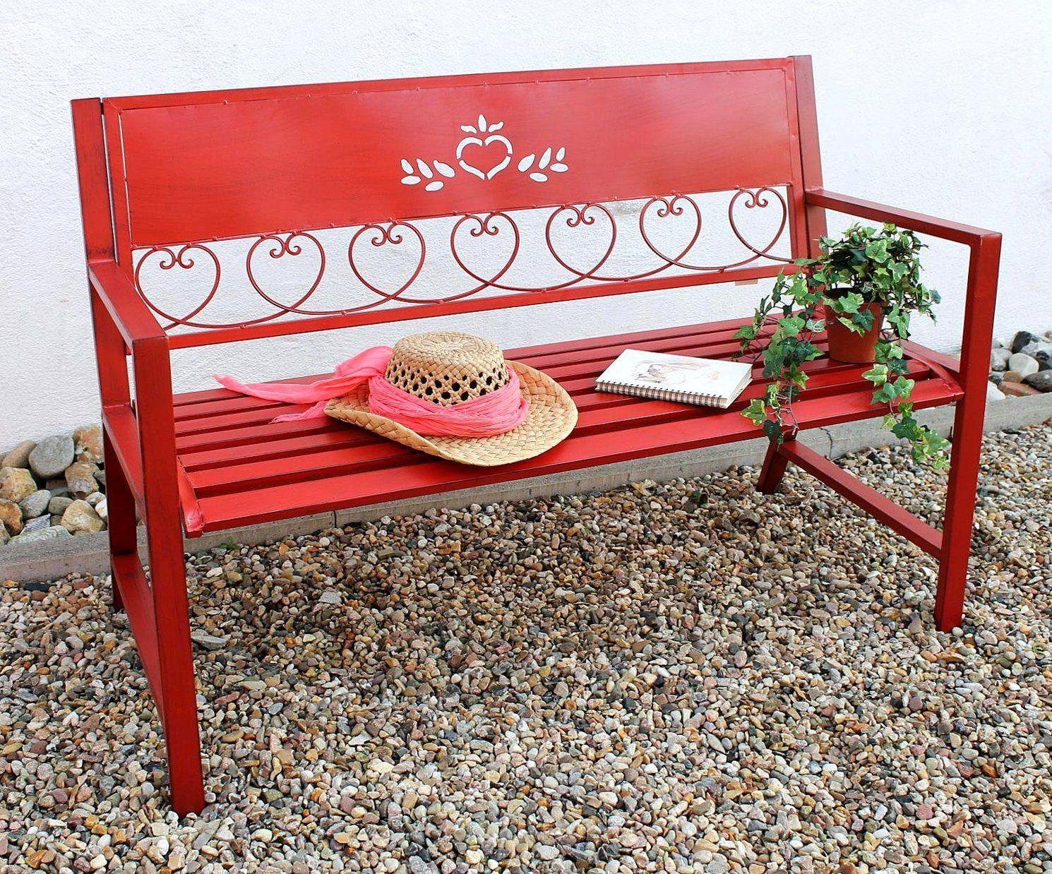 DanDiBo Gartenbank Metall Wetterfest Rot 120 günstig online kaufen