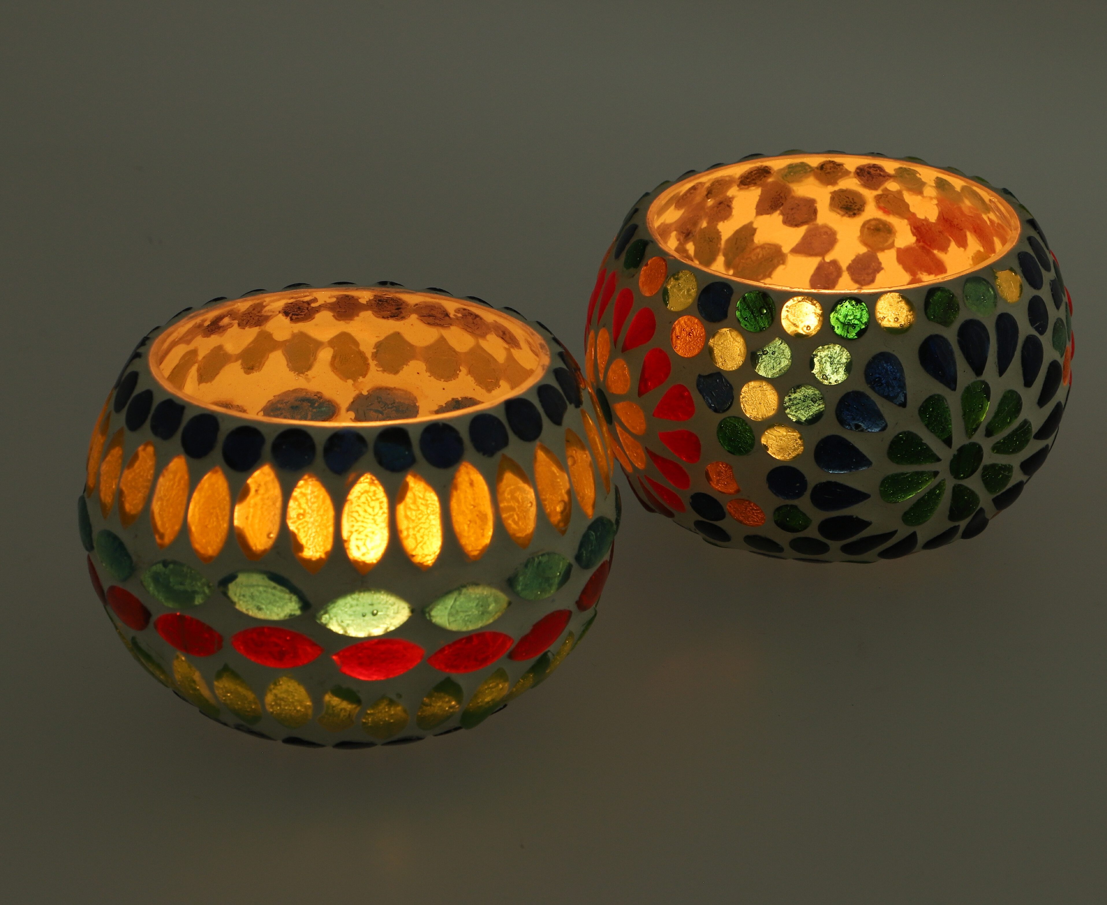 Guru-Shop Windlicht 2 handgearbeitete Glas Mosaik Windlichter,.. – Bild 3 von 4