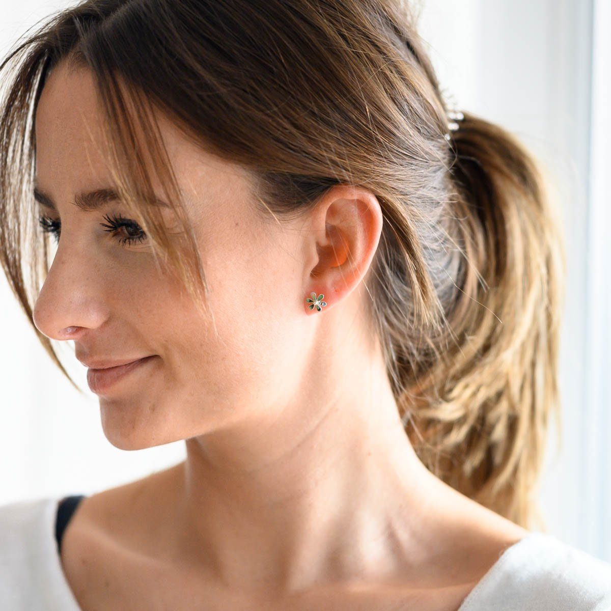 Materia Paar Ohrstecker Blume Blüte mit Abalone Perlmutt grün SO-56, Fassun günstig online kaufen