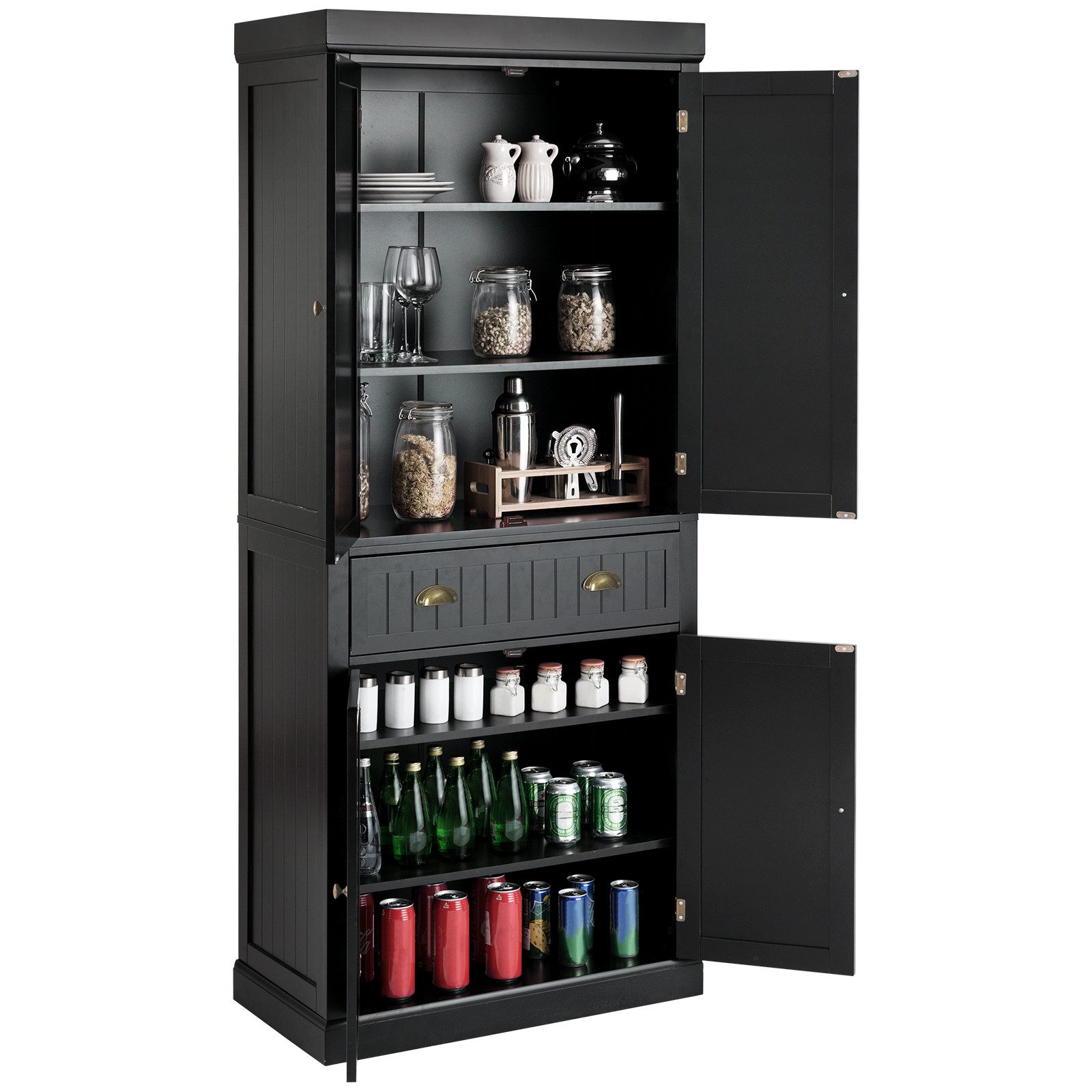 COSTWAY Küchenbuffet Hochschrank mit verstellbarer Regalen&Schublade, 183cm günstig online kaufen