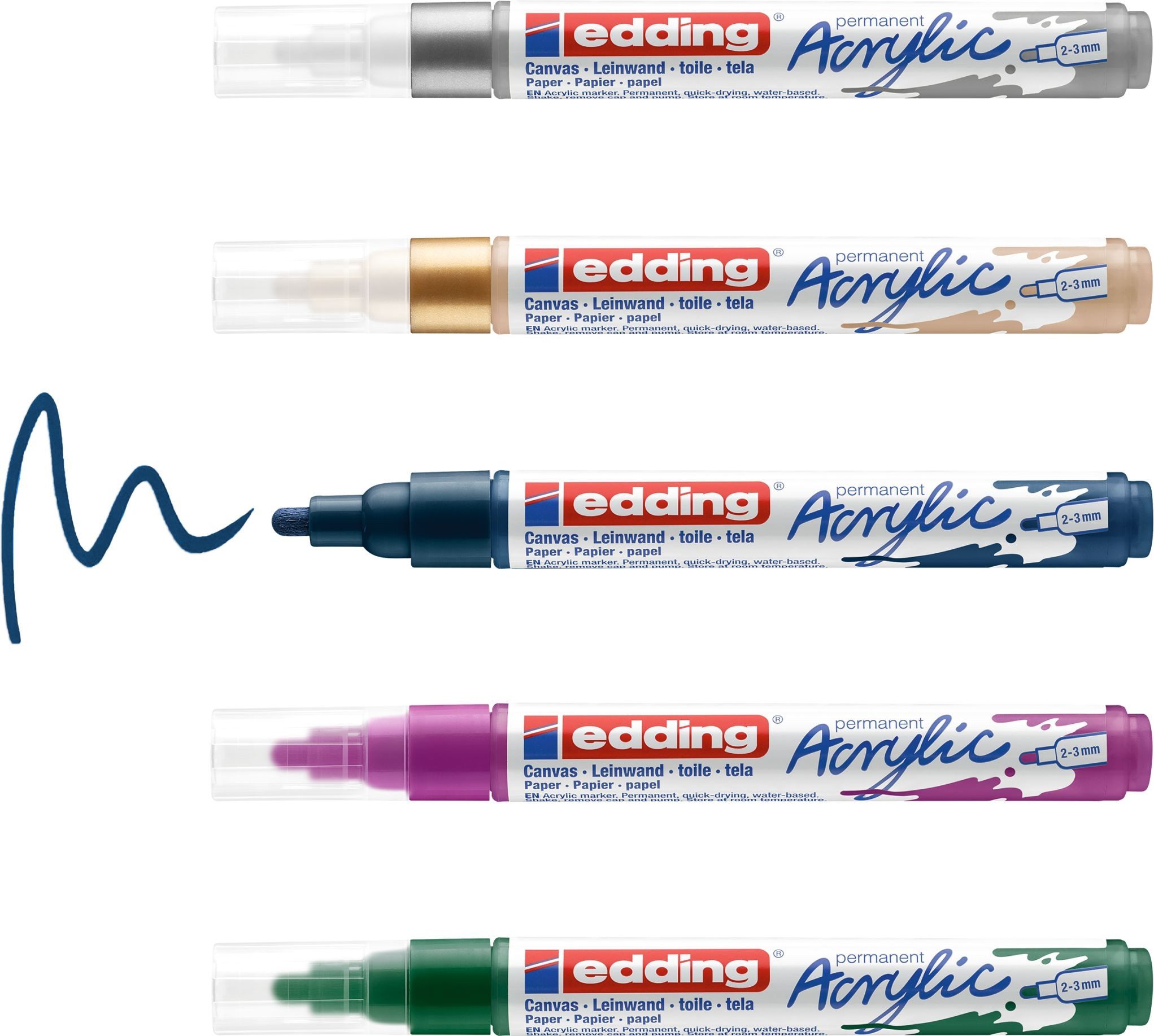 edding Marker Acrylmarker edding 5100 medium 5er-Set sortiert festlich