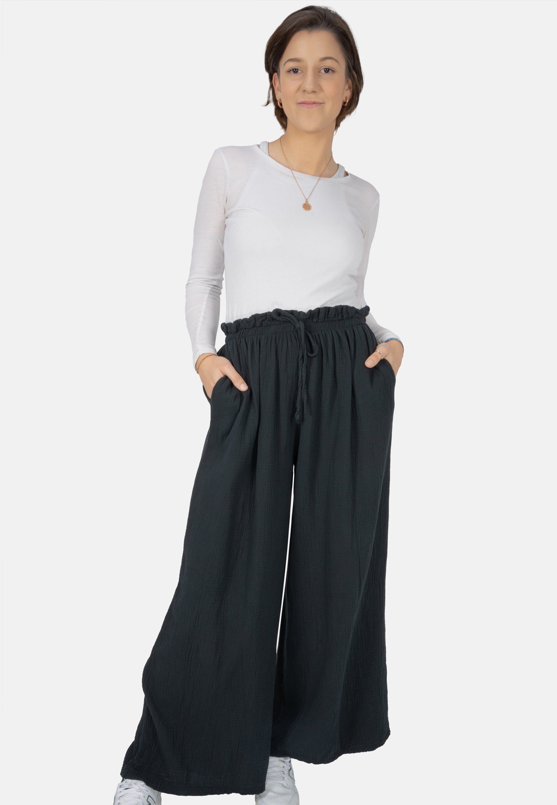 Seasons of April Jerseyhose Musselinhose Liska (1-tlg) Weite Musselin Hose mit elastischem Bund