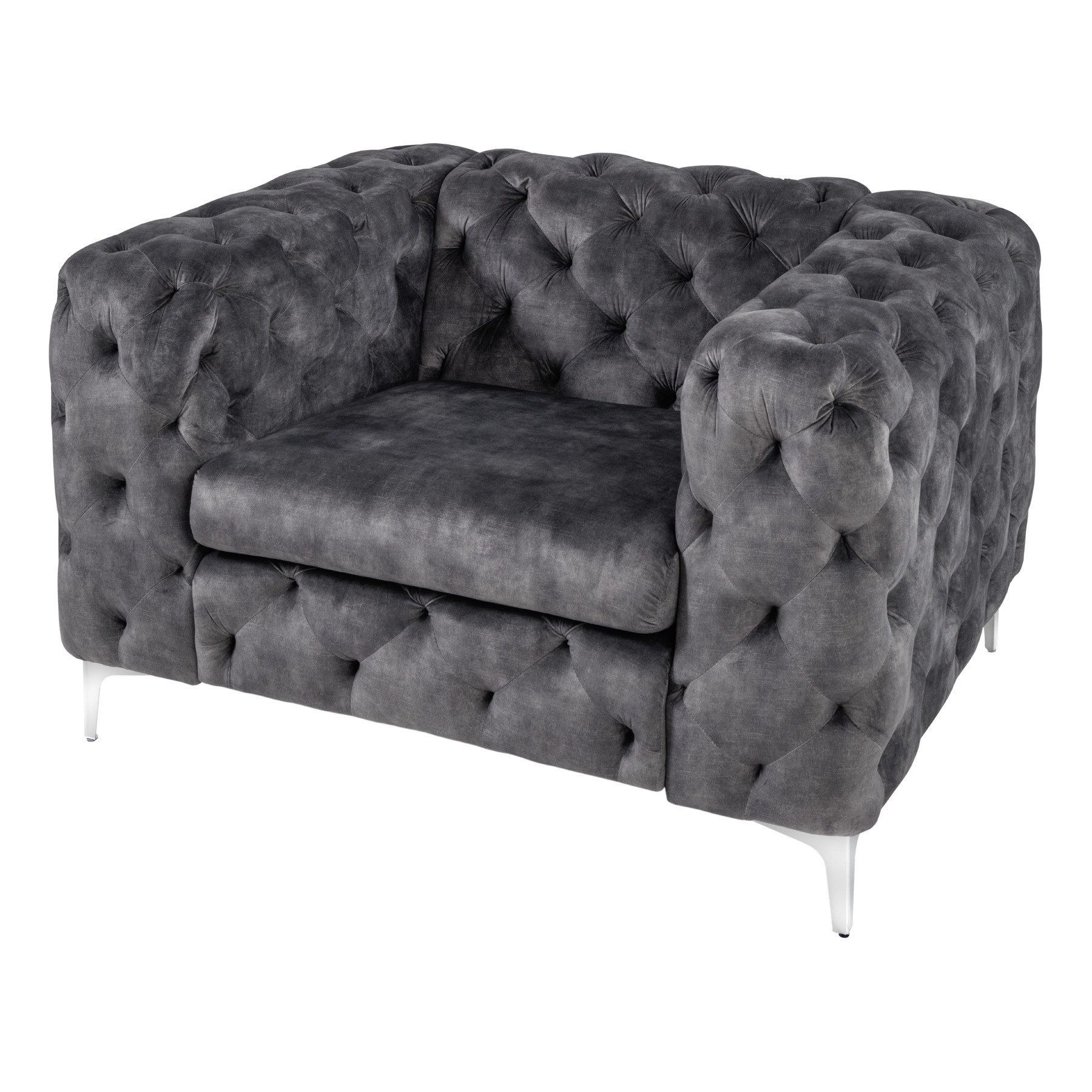riess-ambiente Chesterfield-Sessel MODERN BAROCK 120cm dunkelgrau · Samt-Se günstig online kaufen