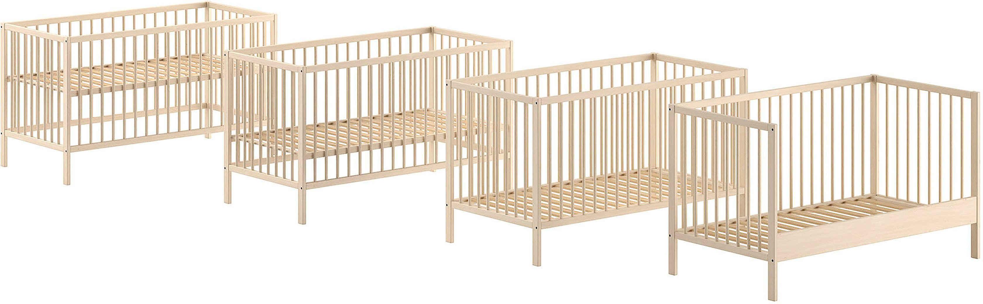 Babybett Dino 70/140 mit 3-fach verstellb. Lattenrost, inkl. 3 Schlupfsprossen