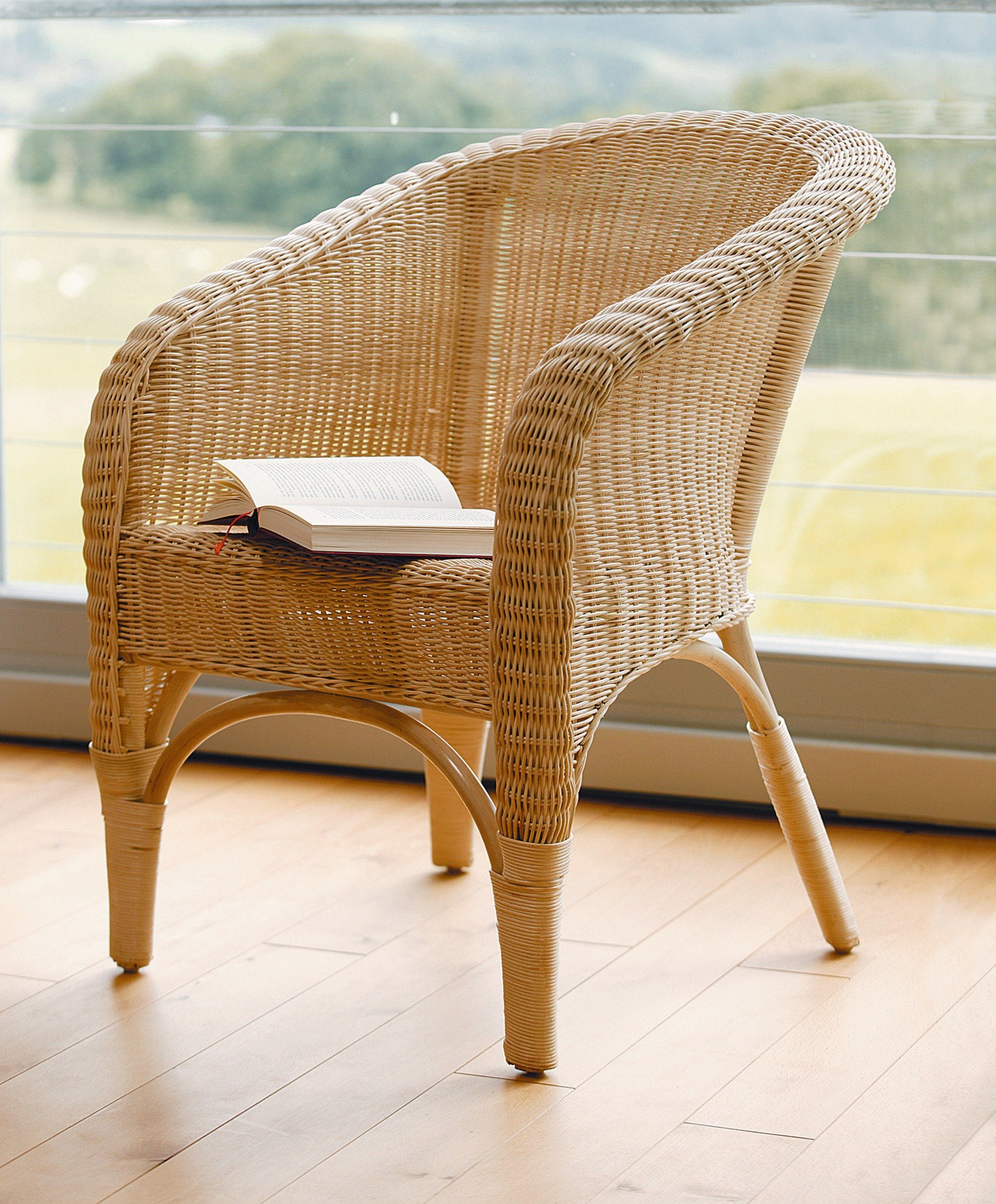 Dekoleidenschaft Rattanstuhl Rattansessel, natur lackiert, 4 günstig online kaufen
