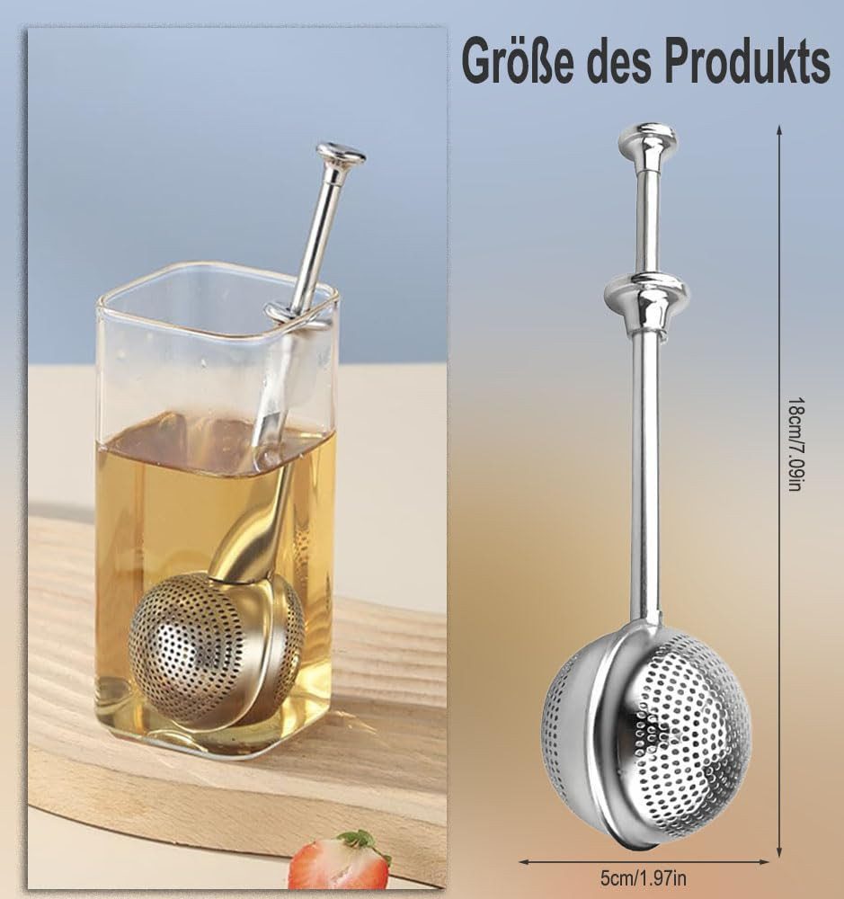 FOUORTUNATE-BEE Teesieb Teezange 2 Stück Teesieb für Losen Tee, (Teaballs mit Teleskopgriff, Teeei 304 Edelstahl, Teezange, Tee Sieb, Tea Infuser, Edelstahl-Mehlsieb-Staubwedel - Zucker, Mehl, Gewürze, Kakaopulver, 2-St)