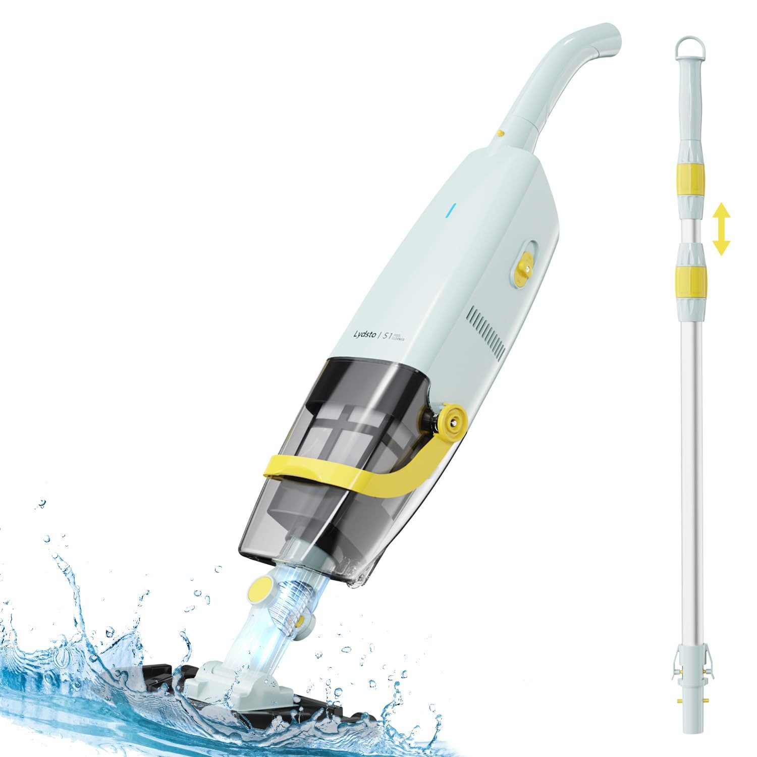 Blossom Poolroboter S1 Poolbodensauger Akku-Poolsauger Handheld Pool Vacuum 51.5L/MIN, 60 Min mit Akku elektrisch Pool Bodensauger Handsauger Teleskopstange