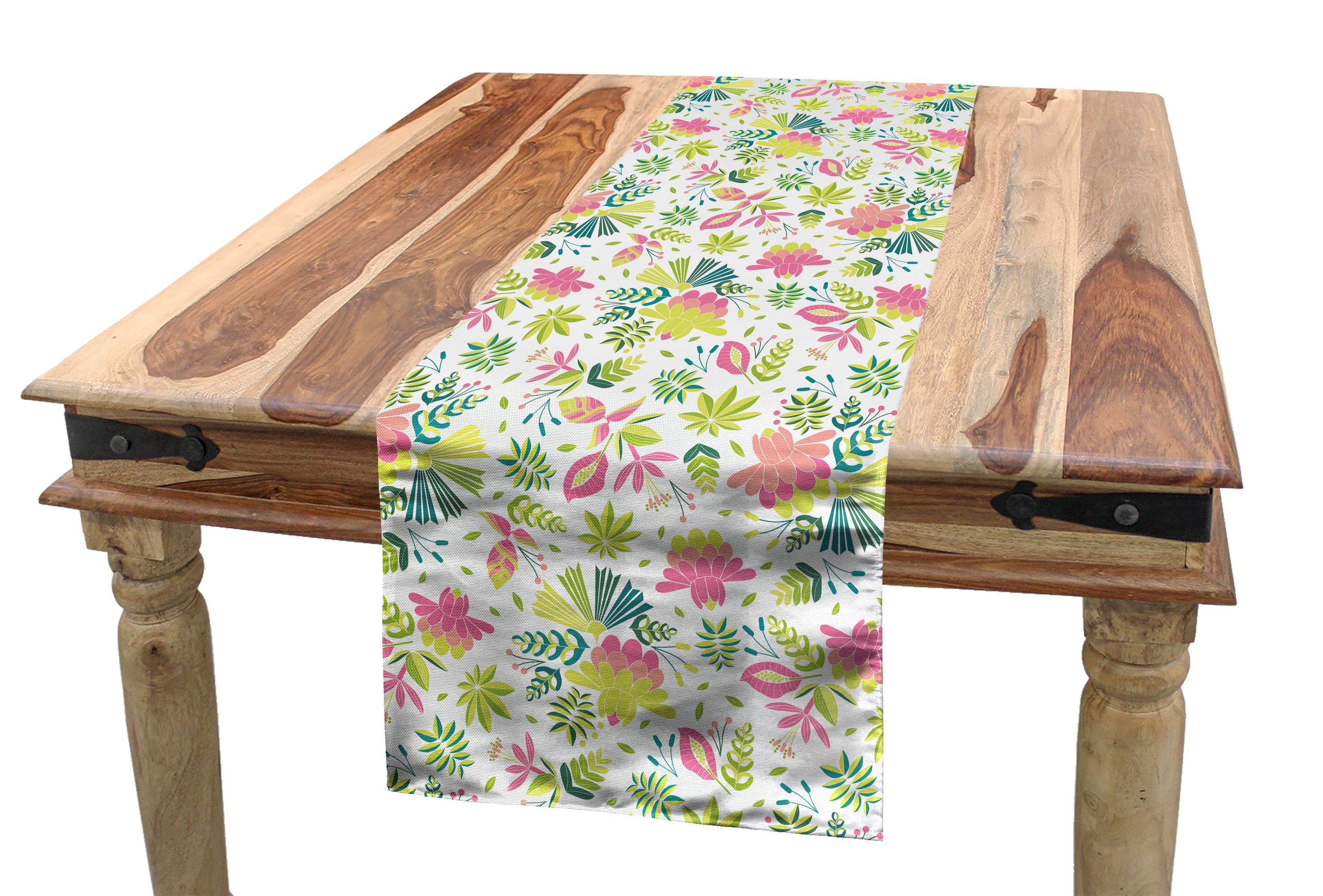 Abakuhaus Tischläufer Esszimmer Küche Rechteckiger Dekorativer Tischläufer, Bunt Natürliche Tropic Muster