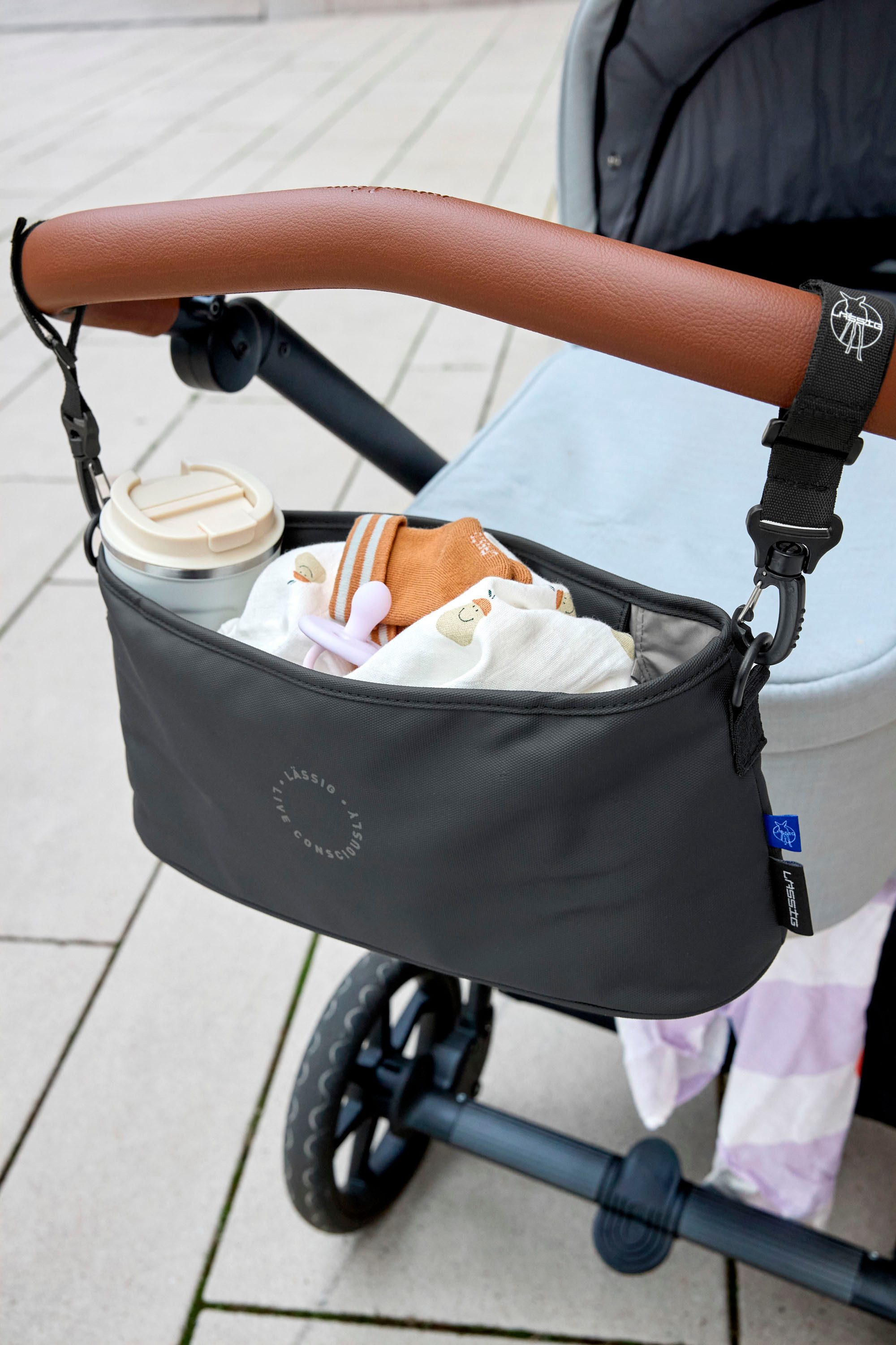 LÄSSIG Kinderwagen-Tasche Green Label, Buggy Organizer, black, für Kinderwagen oder Buggy