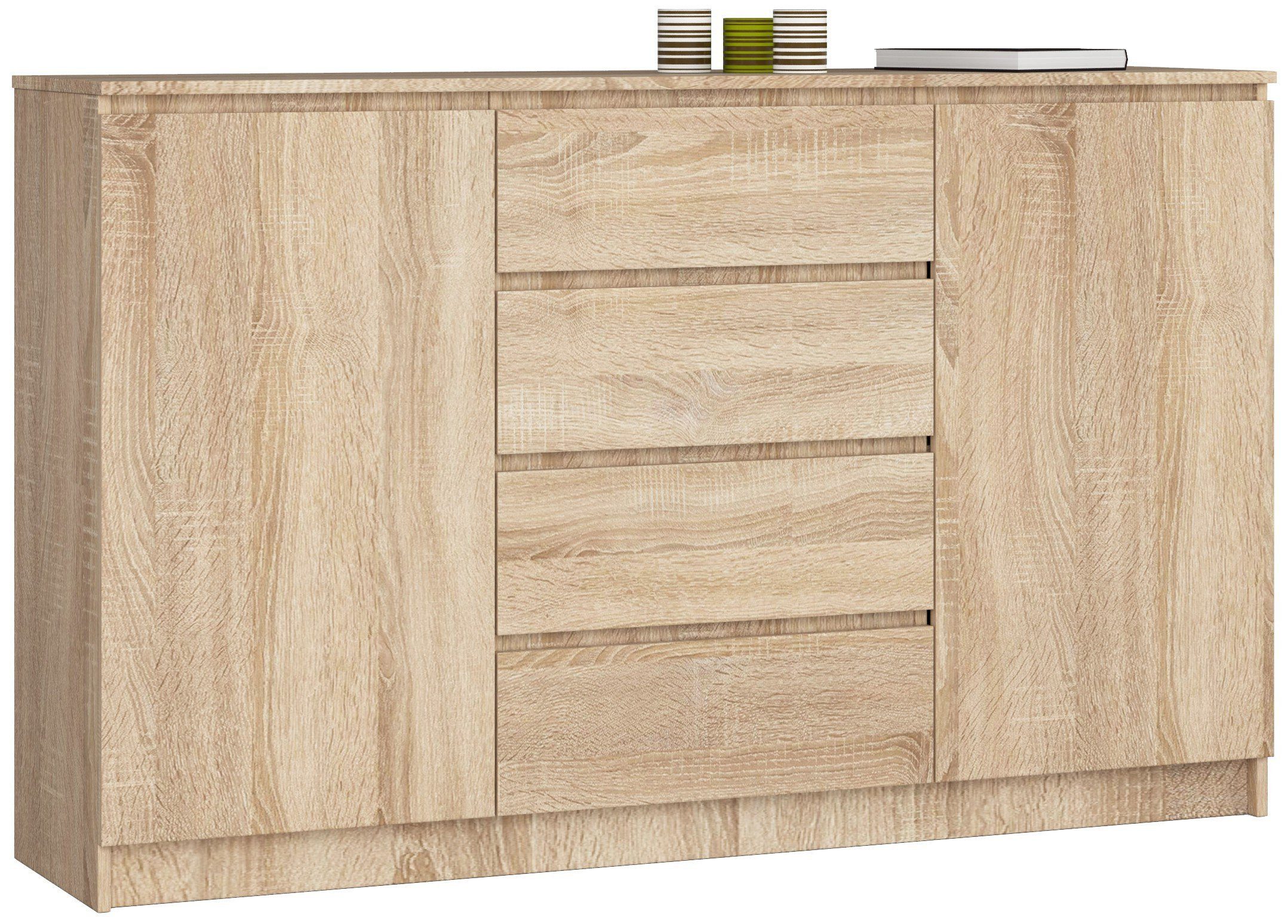 Raumhirsch Furniture Kommode mit 4 Schubladen, zwei Schranktüren, 160 cm breit Holz Schrank, (viele Farbvarianten - Maße: 160 x 99 x 40 cm) - Hochwertig & stabil