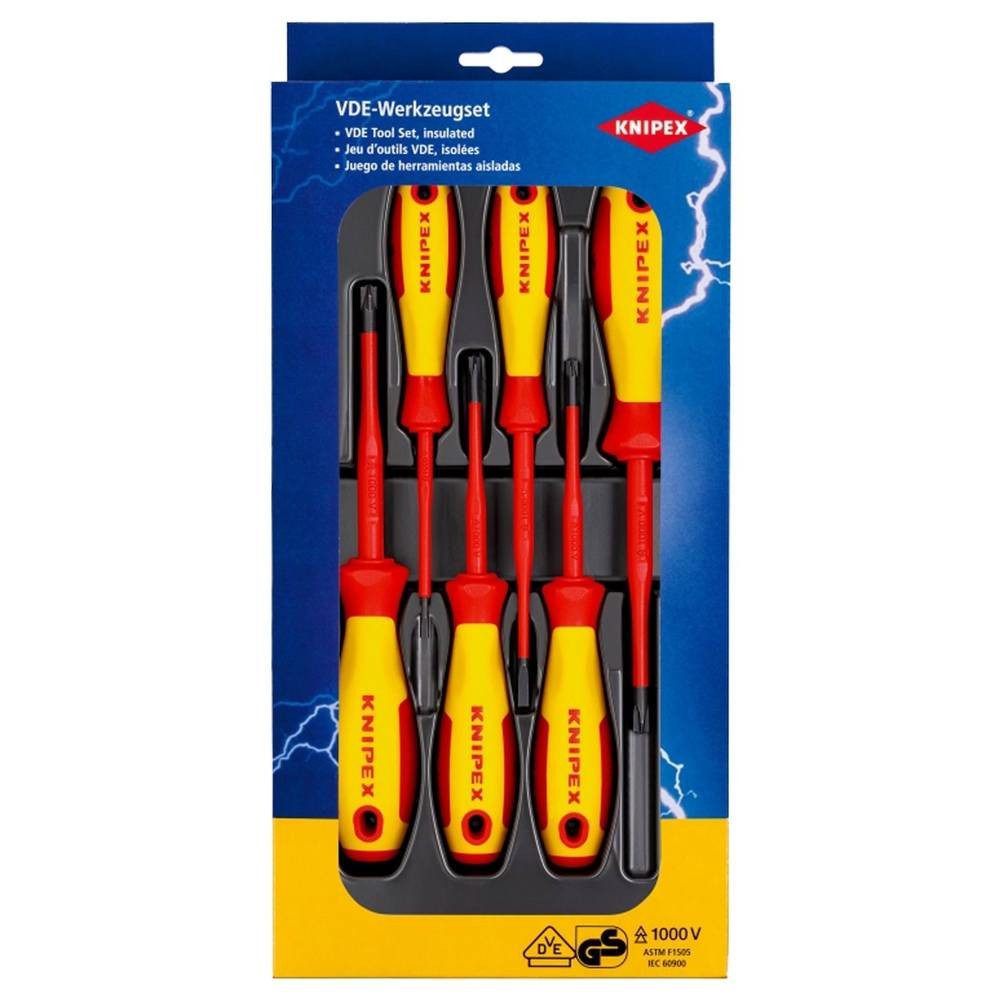 Knipex Schraubendreher VDE Schraubendreher-Set 6tlg. Plus/Minus 00 20 12 V05, Mehrkomponentengriff