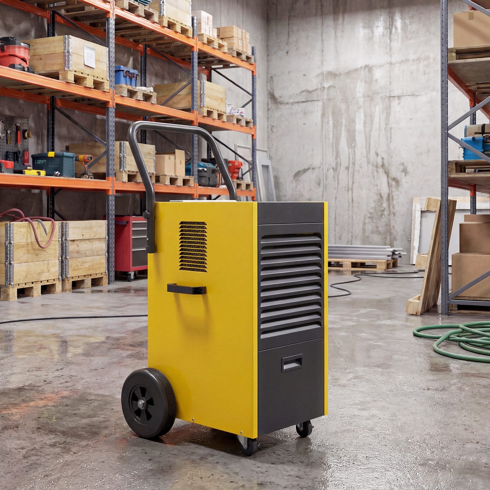 Durhand Luftentfeuchter Bautrockner, Entfeuchtung 70 l/Tag, Tank 5.5 l, Industrielle Entfeuchtung, mobiler Einsatz