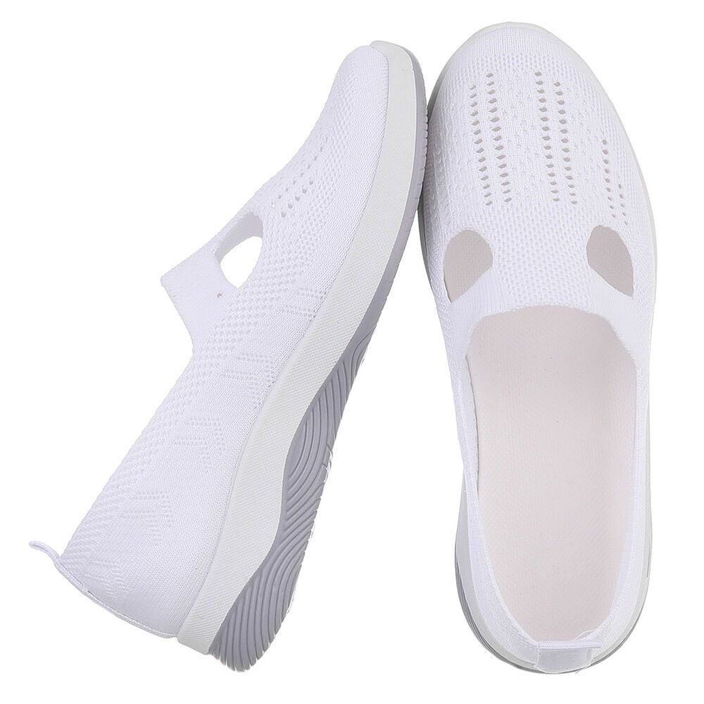 Ital-Design Trendy Damen Freizeit- und Alltagsschuh mit Komfort Slipper (91554331) Keilabsatz/Wedge Slipper in Weiß