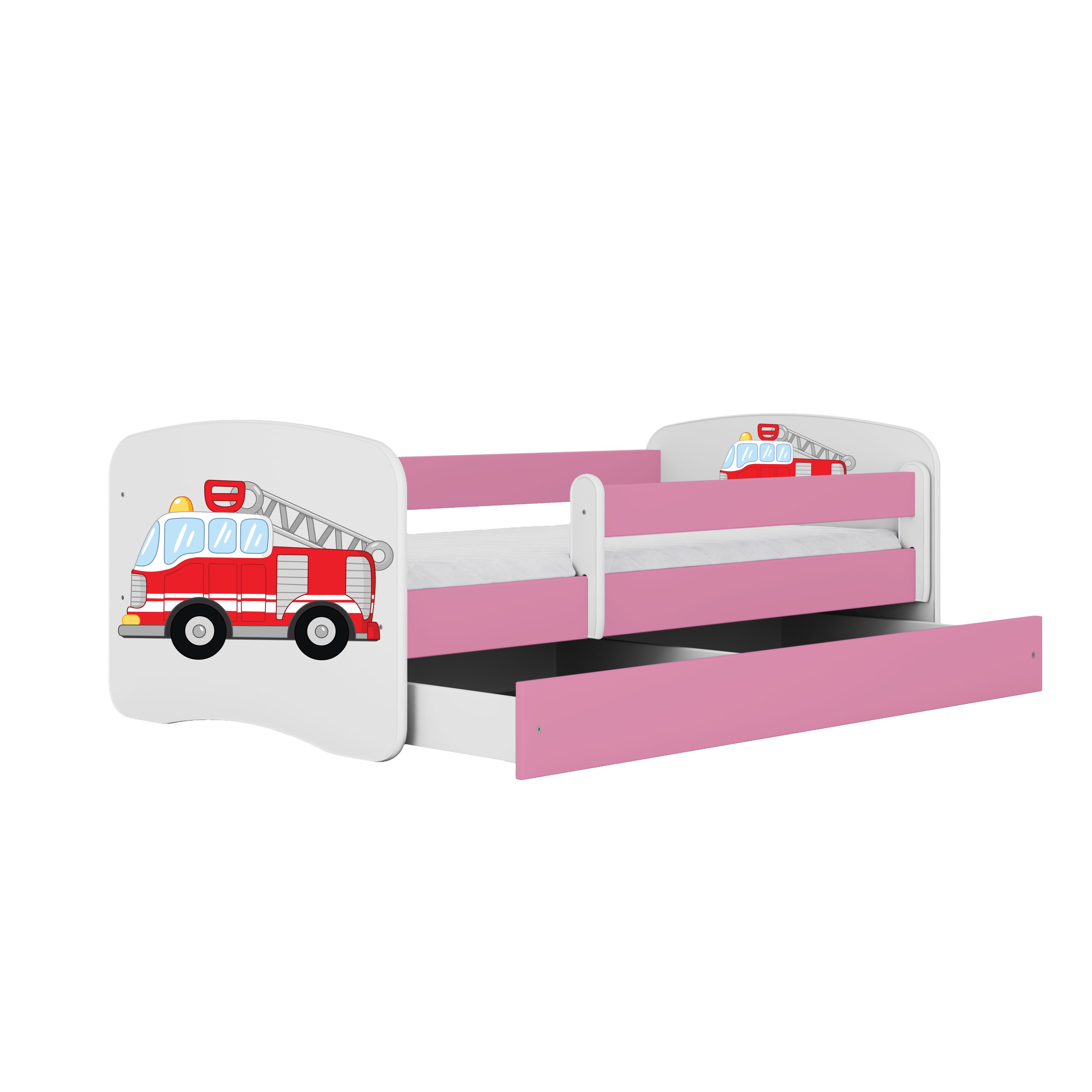 Raumhirsch Furniture Kinderbett 70x140, 80x160, 80x180 cm - Komplettset mit Schublade (Bett für Mädchen, Einzelbett für Kinder von 2-12 Jahren, Rausfallschutz und Lattenrost), verschiedene Farben & Designs