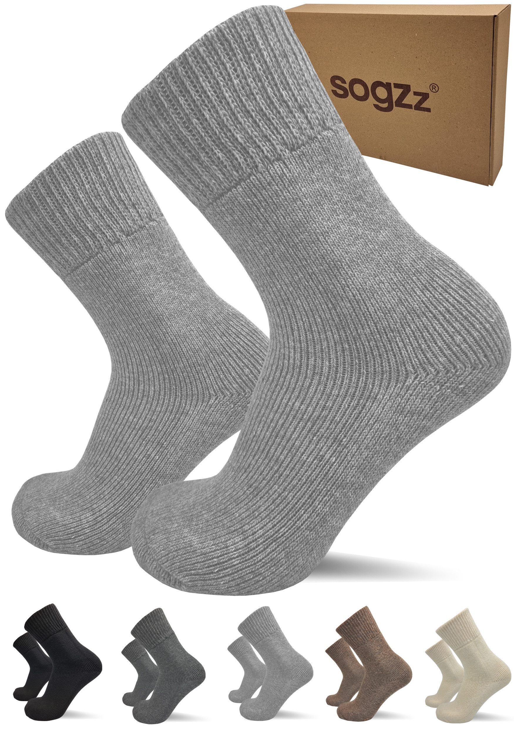sogzz Diabetikersocken 2 Paar warme Wintersocken aus Premium Schafwolle, Herren Damen Winter (Socken Wolle - Diabetic Winter FX PRO, 2-Paar)