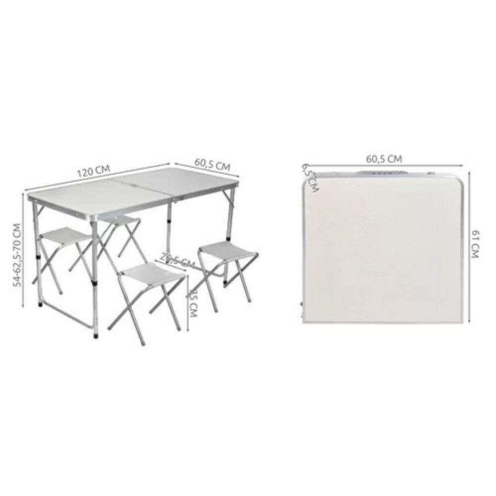 Trizand Campingtisch Gartenmöbel Tisch Stühle (Spar-Set, 5-St., einfacher Aufbau), Tischplatte dient als Koffer für die Stühle mit Transportsicherung